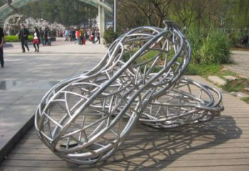 镂空花生雕塑厂家 园林小品 现代不锈钢花生雕塑厂