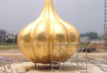 异形大蒜雕塑厂家 现代广场小品 户外不锈钢大蒜雕塑厂