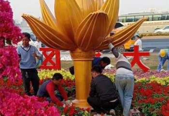 彩绘紫荆花雕塑厂家 烤漆摆件 街头不锈钢紫荆花雕塑价格