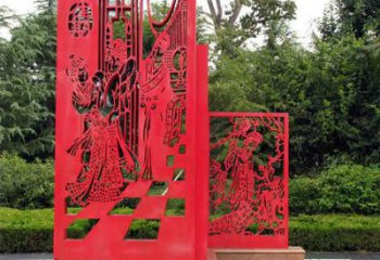 现代窗花雕塑厂家 大型别墅区摆件 户外不锈钢窗花雕塑厂