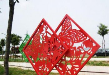 中式窗花雕塑厂家 镂空小品 游乐场不锈钢窗花雕塑厂