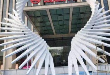 现代凤羽雕塑厂家 大型别墅区摆件 创意不锈钢凤羽雕塑厂