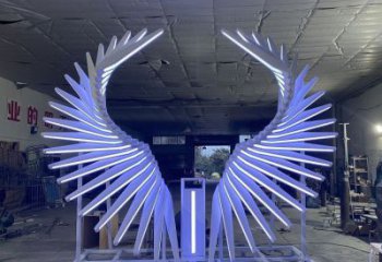 大型凤羽雕塑厂家 发光小品 现代不锈钢凤羽雕塑制作