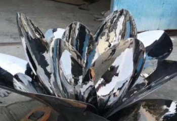 异形并蒂莲雕塑厂家 现代小品 广场不锈钢并蒂莲雕塑定制