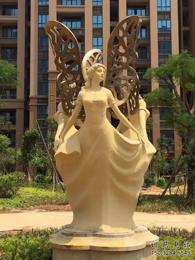 仿古天使雕塑厂家 草地小品 房地产不锈钢天使雕塑厂