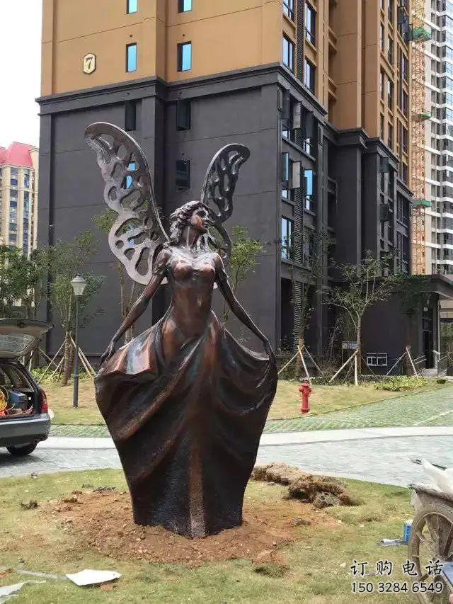 广场天使雕塑厂家 烤漆小品 抽象不锈钢天使雕塑工厂