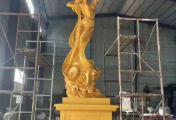 镀金飞天雕塑厂家 铸造摆件 户外不锈钢飞天雕塑厂