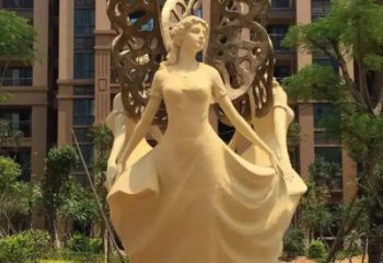 仿古天使雕塑厂家 草地小品 房地产不锈钢天使雕塑厂