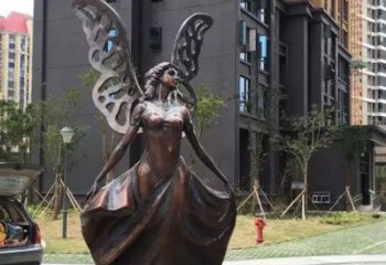 广场天使雕塑厂家 烤漆小品 抽象不锈钢天使雕塑工厂