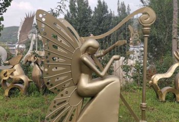 酒店天使雕塑厂家 户外音乐小品  不锈钢创意天使雕塑厂