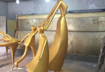 园林母子雕塑厂家 烤漆音乐小品 中式不锈钢母子雕塑制作