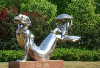 现代母子雕塑厂家 大型别墅区摆件 公园不锈钢母子雕塑加工厂