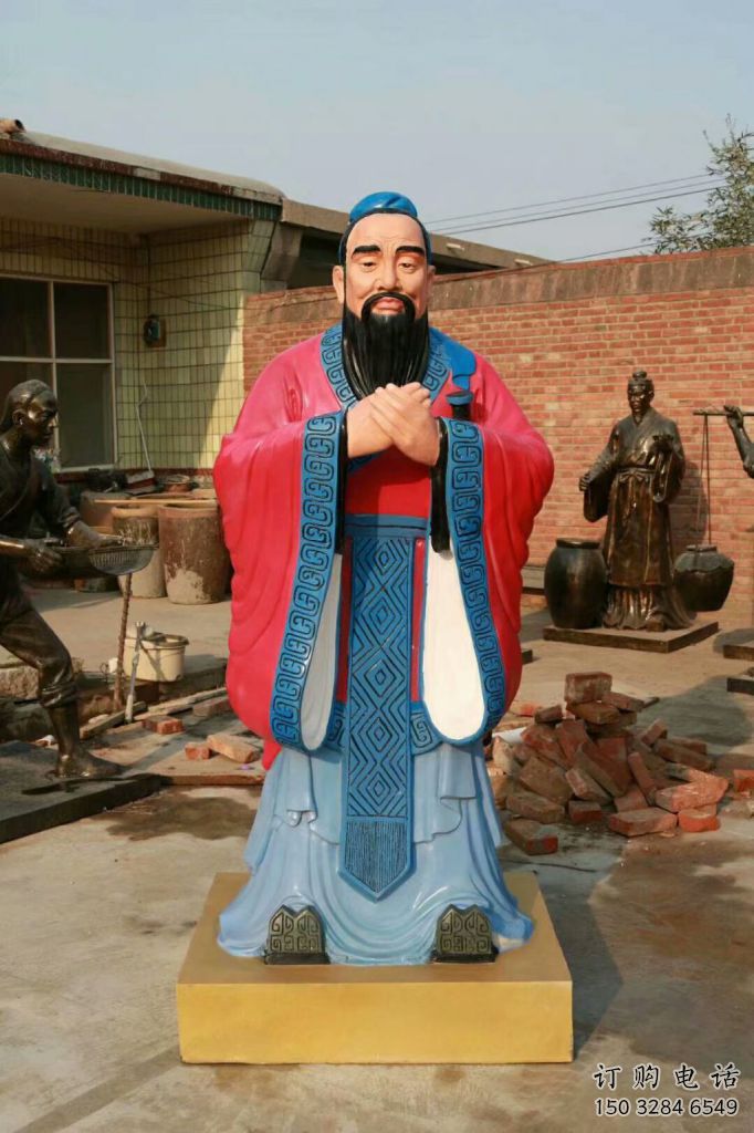 彩绘孔子雕塑厂家  户外摆件 街头孔子雕塑厂