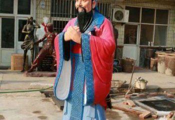 烤漆孔子雕塑厂家  广场小品  现代彩绘孔子雕塑工厂