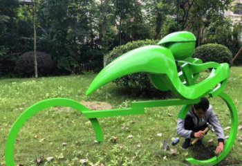 抽象骑车雕塑厂家 运动小品  烤漆不锈钢骑车雕塑厂