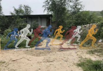 运动跑步雕塑厂家 彩绘剪纸小品   户外不锈钢跑步雕塑厂