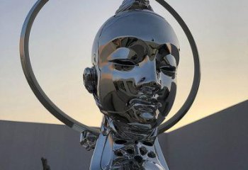 现代人头雕塑厂家 大型摆件  镜面不锈钢人头雕塑制作