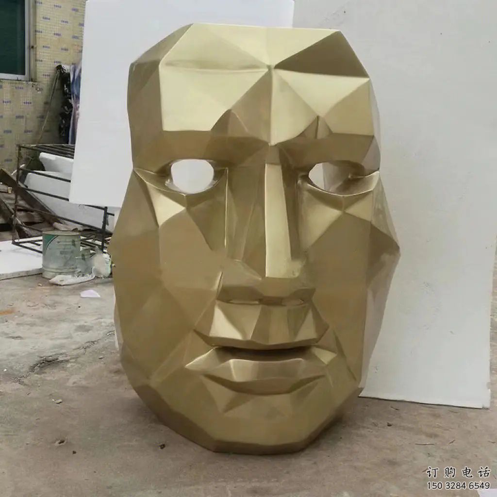 中式人脸雕塑厂家  创意小品 游乐场不锈钢人脸雕塑厂