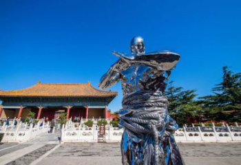 户外武士雕塑厂家 抽象摆件  镜面武士雕塑定做