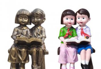 街道读书雕塑厂家 现代摆件  彩绘读书雕塑厂
