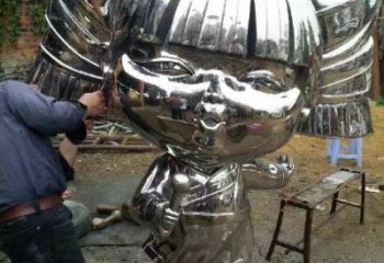 公园娃娃雕塑厂家 户外摆件 不锈钢镜面娃娃雕塑厂