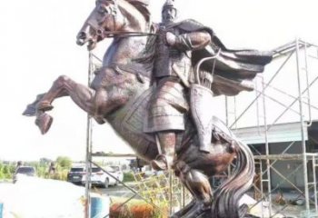 彩绘岳飞雕塑厂家 户外摆件 街头岳飞雕塑制作