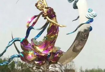 广场仙女雕塑厂家  电镀小品  户外不锈钢仙女雕塑定做