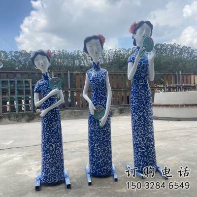 彩绘仕女雕塑厂家  户外摆件 街头仕女雕塑厂