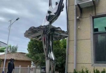 现代舞女雕塑厂家 大型别墅区摆件  镜面不锈钢舞女雕塑厂