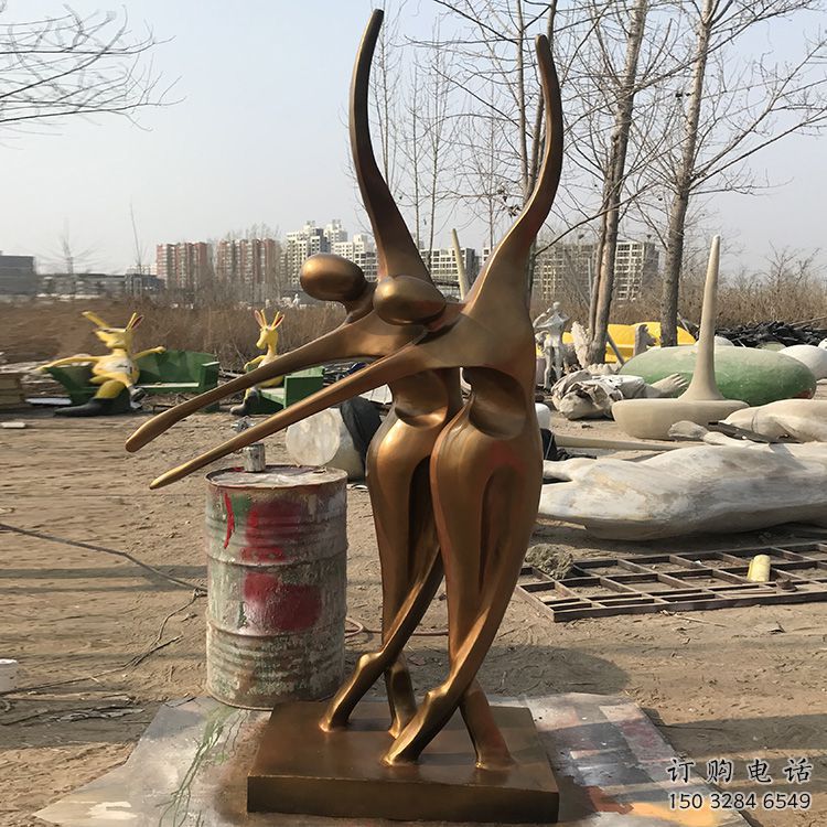 几何舞者雕塑厂家  广场小品  抽象不锈钢舞者雕塑摆件