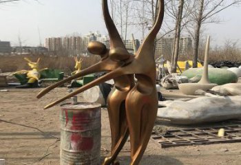 几何舞者雕塑厂家  广场小品  抽象不锈钢舞者雕塑摆件