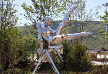 草地青少年雕塑厂家 现代公园小品 大型不锈钢青少年雕塑制作