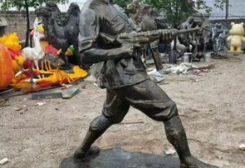 喷漆战士雕塑厂家 中式村口小品 草地战士雕塑厂