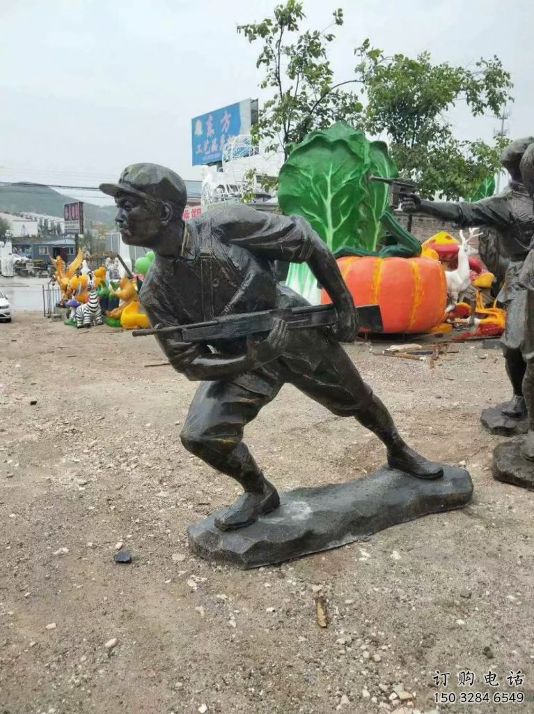烤漆士兵雕塑厂家  党建小品  仿古士兵雕塑价格