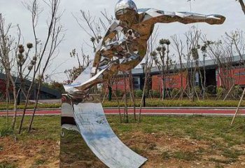 镜面滑板雕塑厂家 大型摆件  广场不锈钢滑板雕塑厂