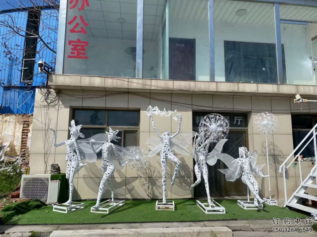 创意花仙子雕塑厂家 现代小品 公园不锈钢花仙子雕塑厂