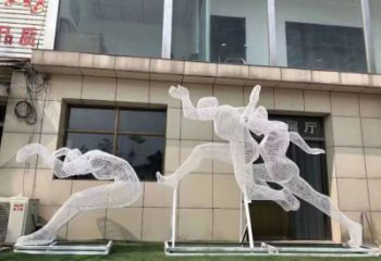 拉丝健儿雕塑厂家 镂空创意摆件 别墅区不锈钢健儿雕塑厂