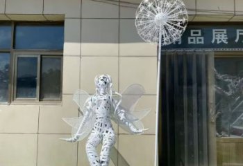 现代花仙子雕塑厂家 大型别墅区摆件  镂空不锈钢花仙子雕塑厂