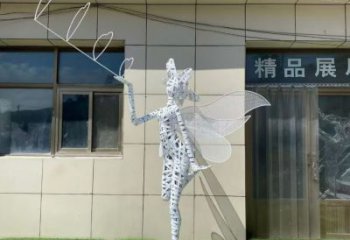 拉丝花仙子雕塑厂家 镂空创意摆件 别墅区花仙子雕塑摆件