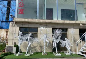 创意花仙子雕塑厂家 现代小品 公园不锈钢花仙子雕塑厂