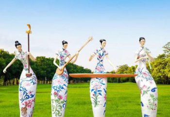 仿古音乐人雕塑厂家  草地小品 房地产不锈钢音乐人雕塑厂