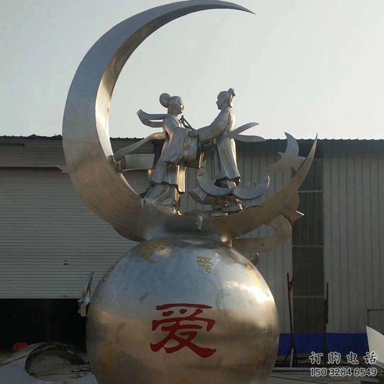 烤漆牛郎织女雕塑厂家 仿古小品 户外牛郎织女雕塑报价