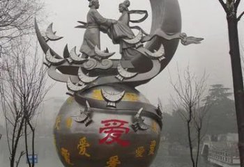 园林牛郎织女雕塑厂家 镜面小品 中式牛郎织女雕塑厂