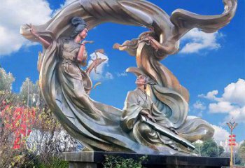 现代嫦娥奔月雕塑厂家 大型摆件  街头嫦娥奔月雕塑定做