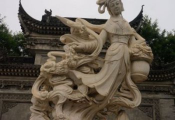 彩绘天女散花雕塑厂家 创意摆件 街头天女散花雕塑厂