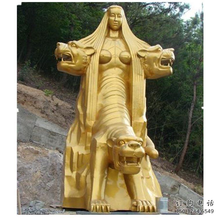 彩绘女娲补天雕塑厂家 公园摆件 街头女娲补天雕塑厂