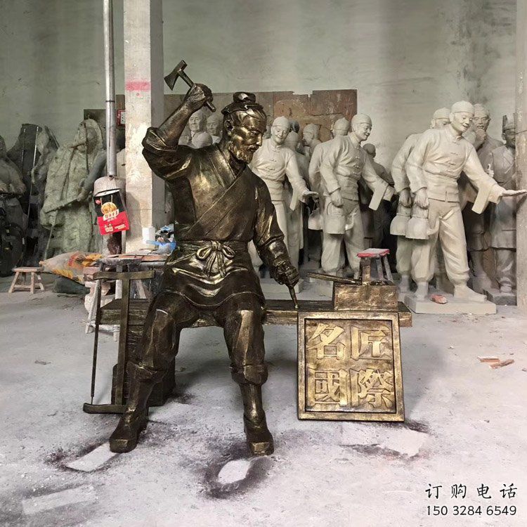 户外鲁班雕塑厂家 喷漆小品  大型鲁班雕塑厂