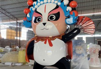 中式变脸雕塑厂家  现代创意小品  户外彩绘变脸雕塑摆件
