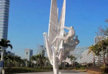 几何冲浪雕塑厂家  公园小品  现代镂空不锈钢冲浪雕塑