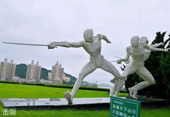 镂空击剑雕塑厂家 园林小品  广场创意不锈钢击剑雕塑摆件